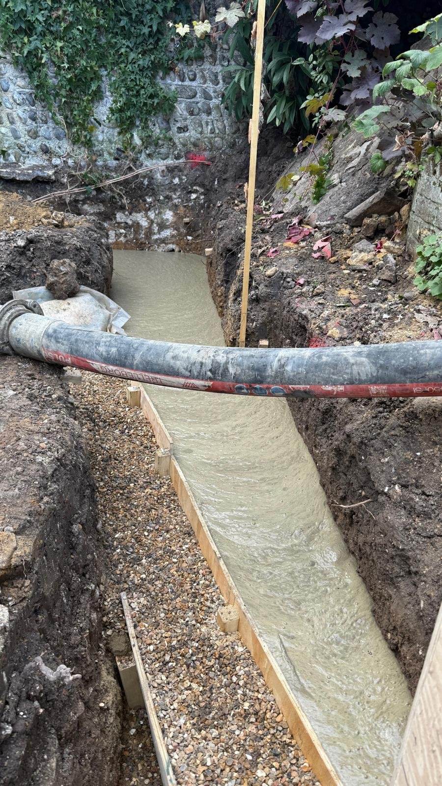 Foundations and drainage set out.