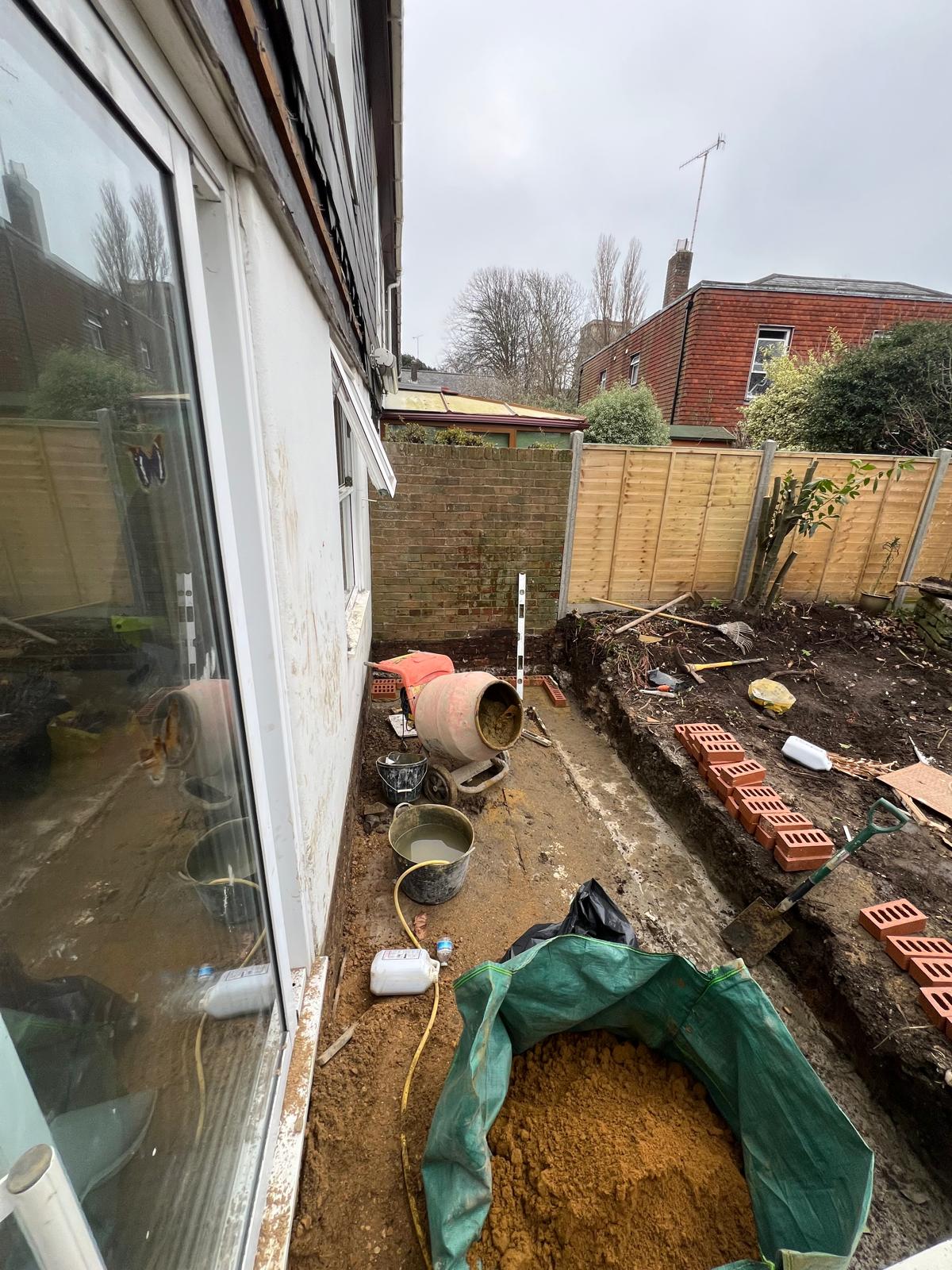 Foundations being dug by hand